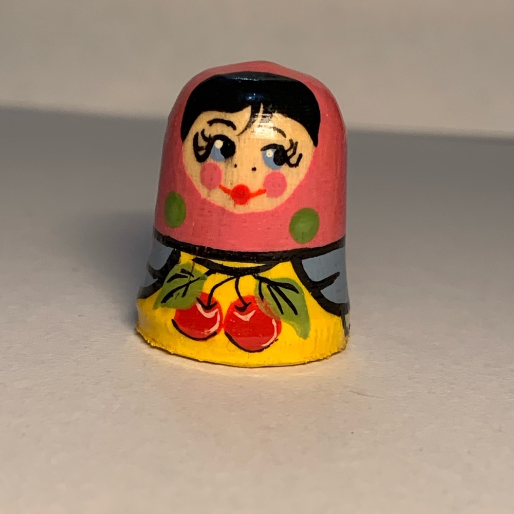 New vintage red matryoshka thimble (shaped)